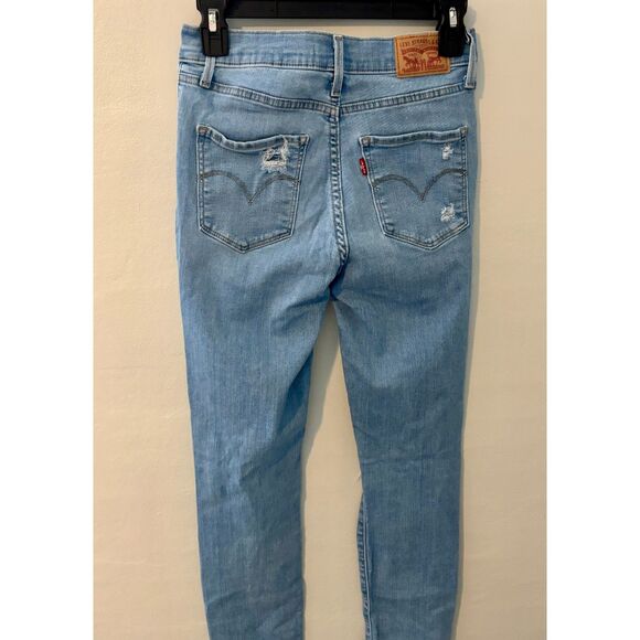 Levi’s 720 High Rise Super Skinny Jeans Women’s 27 Light Wash Distressed Denim - Picture 2 of 3